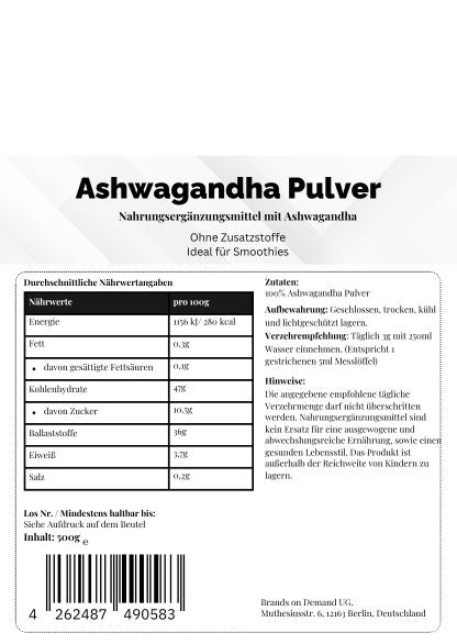 Ashwagandha Pulver - 500g Doypack