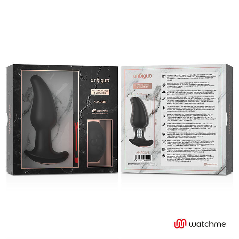 ANBIGUO - ANAL PLUG VIBRATOR AMADEUS MIT ROTIERENDEN PERLEN UND WATCHME & FERNBEDIENUNG - Sexotim