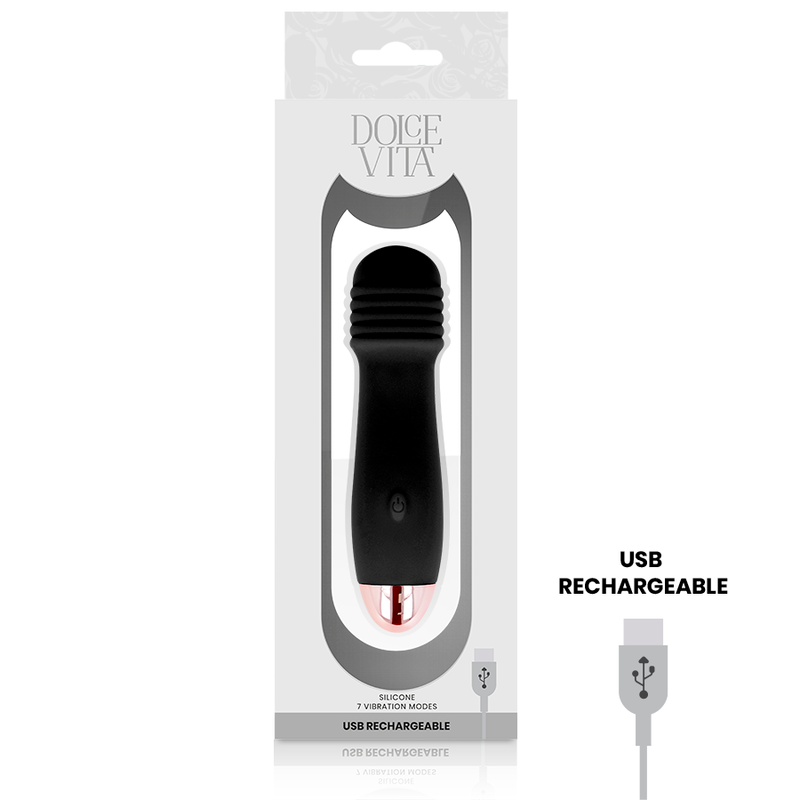 DOLCE VITA - AUFLADBARER VIBRATOR DREI SCHWARZ 7 GESCHWINDIGKEIT - Sexotim