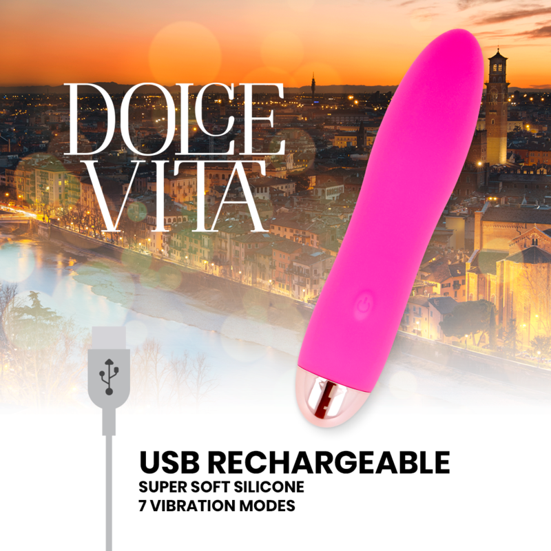 DOLCE VITA - AUFLADBARER VIBRATOR VIER ROSA 7 GESCHWINDIGKEITEN - Sexotim
