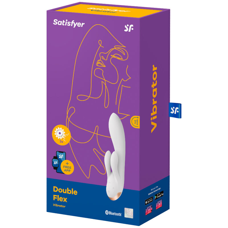 SATISFYER - DOUBLE FLEX VIBRATOR APP SCHWARZ / WEISS - Sexotim