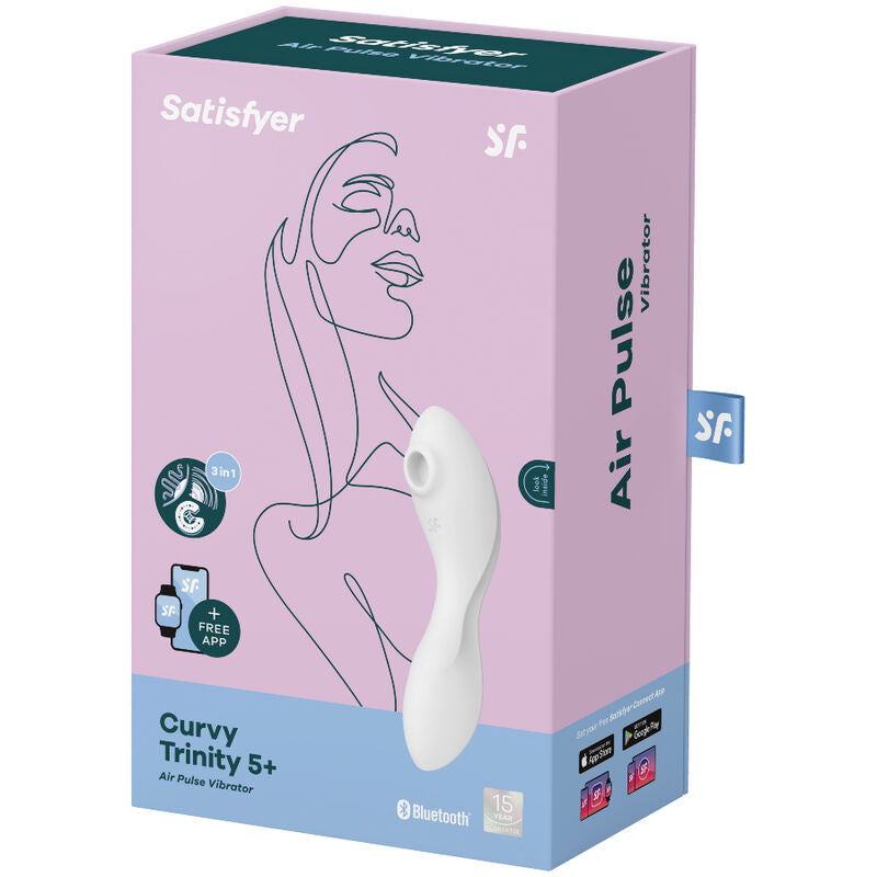 SATISFYER - CURVY TRINITY 5 AIR PULSE STIMULATOR & VIBRATOR APP BLAU / WEISS - Sexotim