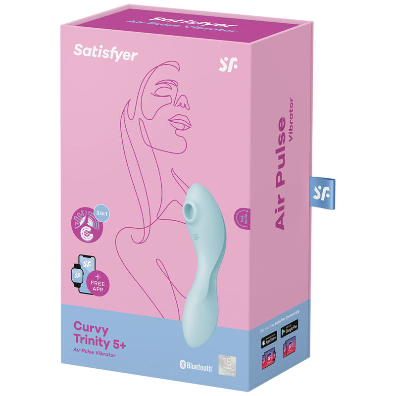 SATISFYER - CURVY TRINITY 5 AIR PULSE STIMULATOR & VIBRATOR APP BLAU / WEISS - Sexotim