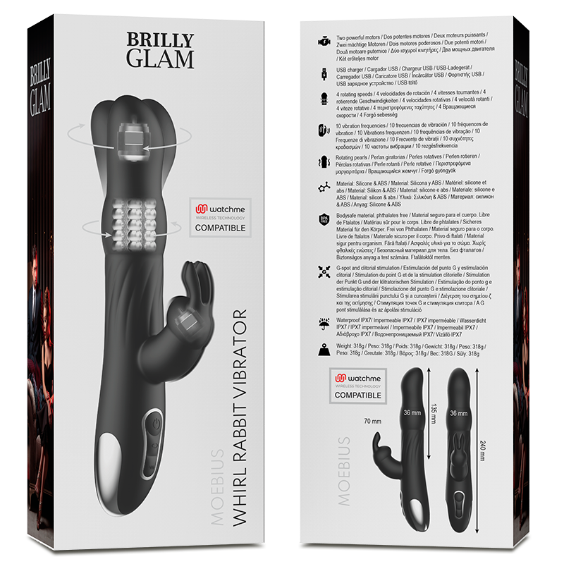 BRILLY GLAM- MOEBIUS RABBIT VIBRATOR & ROTATOR MIT WATCHME WIRELESS TECHNOLOGY - Sexotim