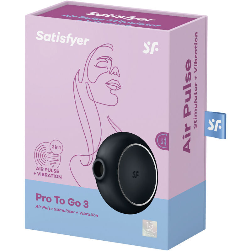 SATISFYER - PRO TO GO 3 DOPPELTER LUFTPULSSTIMULATOR & VIBRATOR ROSA / SCHWARZ / BLAU - Sexotim