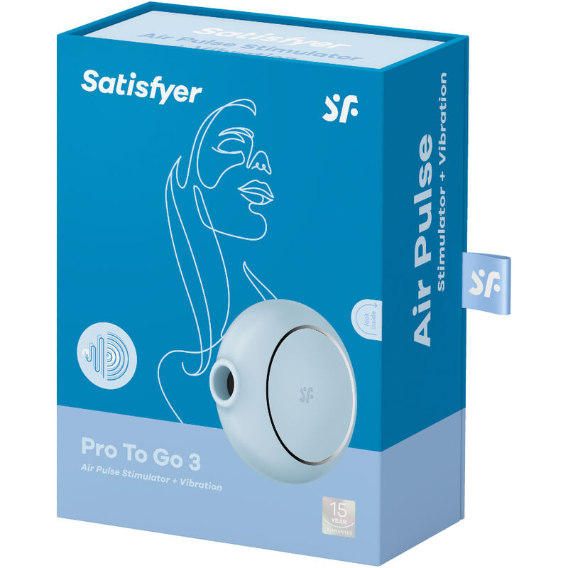 SATISFYER - PRO TO GO 3 DOPPELTER LUFTPULSSTIMULATOR & VIBRATOR ROSA / SCHWARZ / BLAU - Sexotim