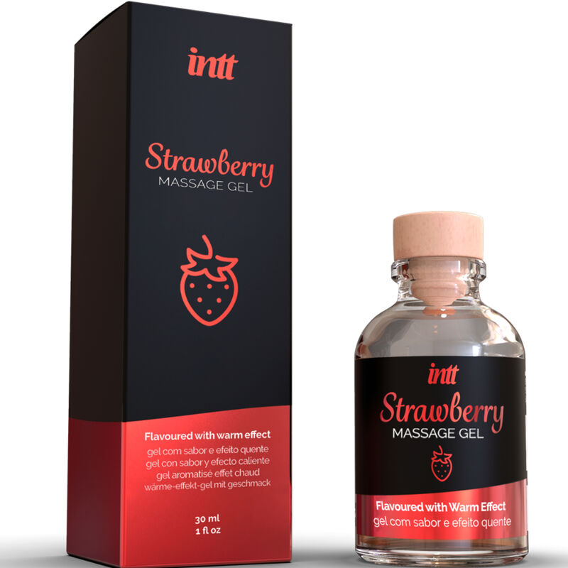 INTT MASSAGE & ORAL SEX - MASSAGEGEL MIT HEISSEM EFFEKT ERDBEERGESCHMACK 30 ML - Sexotim