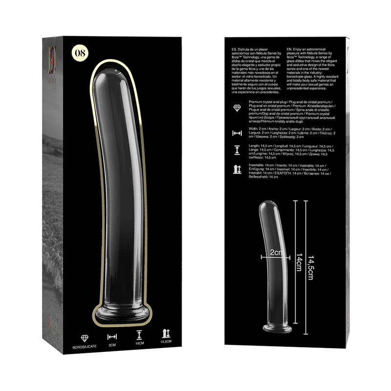 NEBULA SERIES BY IBIZA - MODELL 8 DILDO BOROSILIKATGLAS KLAR 14.5 CM -O- 2 CM - Sexotim