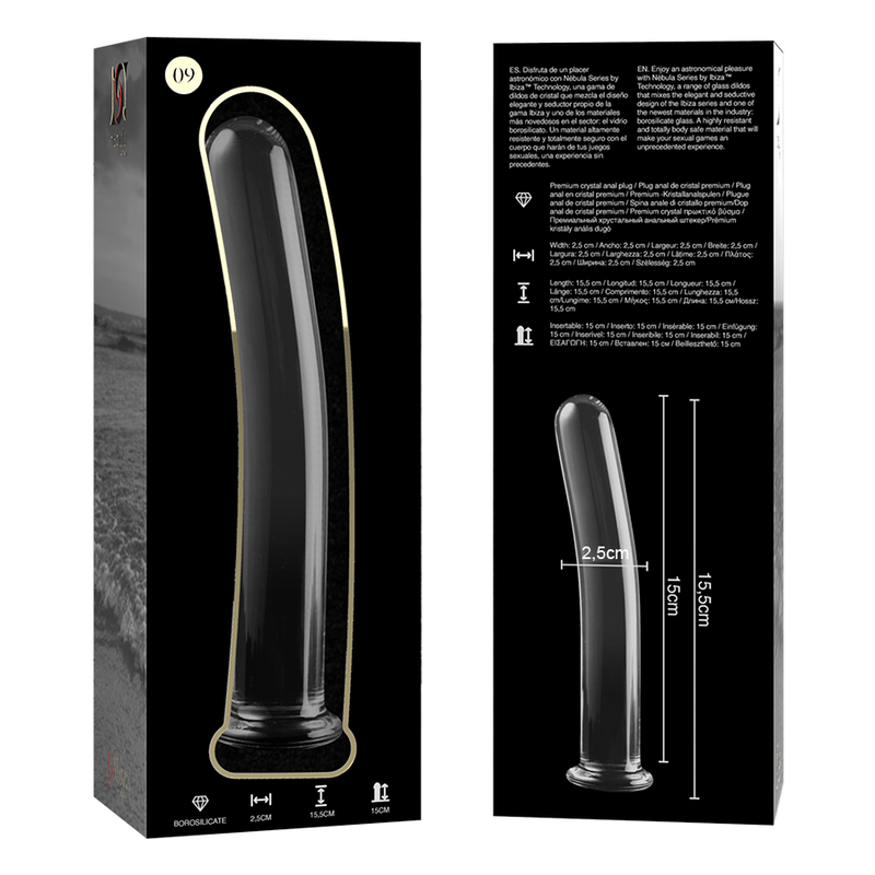 NEBULA SERIES BY IBIZA - MODELL 9 DILDO BOROSILIKATGLAS KLAR 15.5 CM -O- 2.5 CM - Sexotim