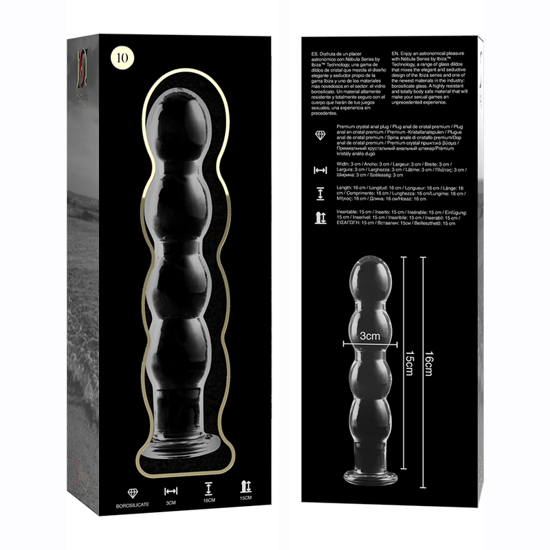 NEBULA SERIES BY IBIZA - MODELL 10 DILDO BOROSILIKATGLAS KLAR 16.5 CM -O- 3.5 CM - Sexotim