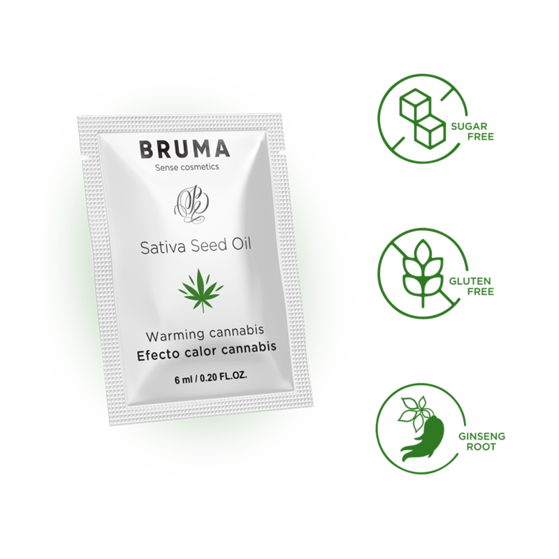 BRUMA - SATIVA-SAMENÖL-GLEITGEL MIT WÄRMENDEM CANNABISGESCHMACK 6 ml - Sexotim