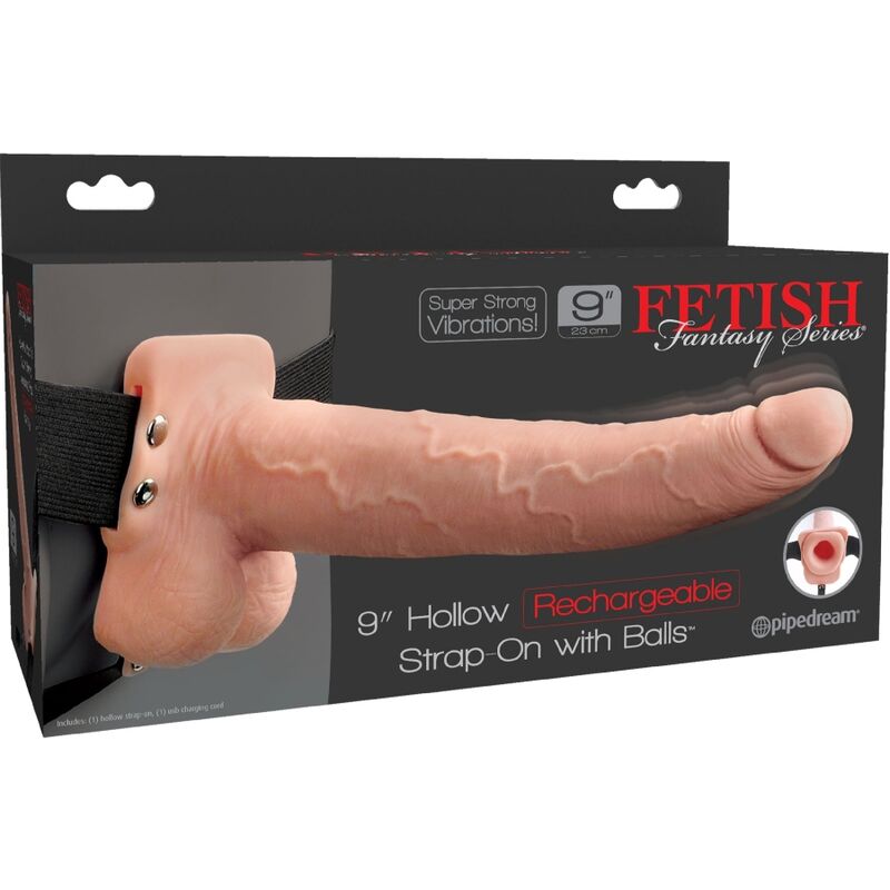 FETISH FANTASY SERIES - VERSTELLBARES GURT REALISTISCHER PENIS MIT WIEDERAUFLADBAREN BLLEN UND VIBRATOR 23 CM - Sexotim