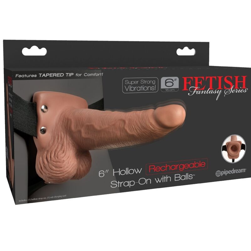 FETISH FANTASY SERIES - VERSTELLBARER GURT REALISTISCHER PENIS MIT WIEDERAUFLADBAREN HODEN UND VIBRATOR 15 CM - Sexotim