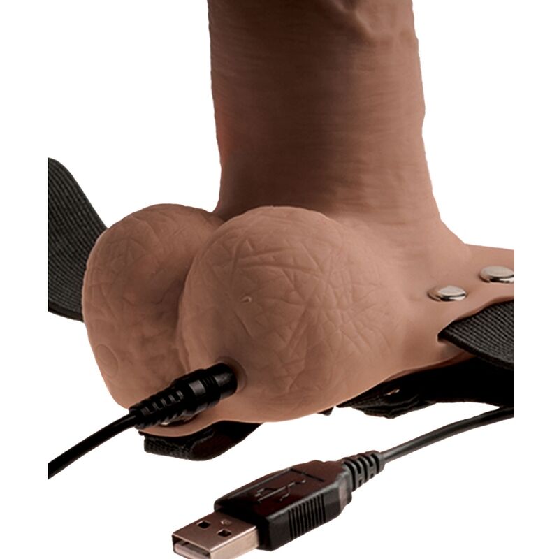 FETISH FANTASY SERIES - VERSTELLBARER GURT REALISTISCHER PENIS MIT WIEDERAUFLADBAREN HODEN UND VIBRATOR 15 CM - Sexotim