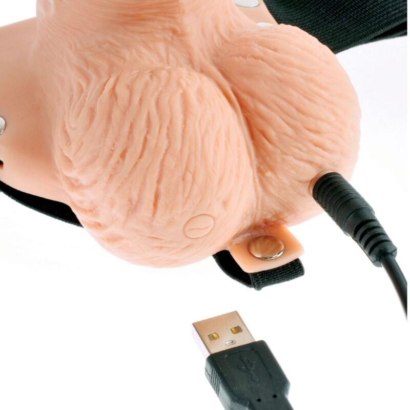 FETISH FANTASY SERIES - VERSTELLBARES GURT MIT FERNBEDIENUNG, REALISTISCHER PENIS MIT WIEDERAUFLADBAREN HODEN UND VIBRATOR 15 CM - Sexotim