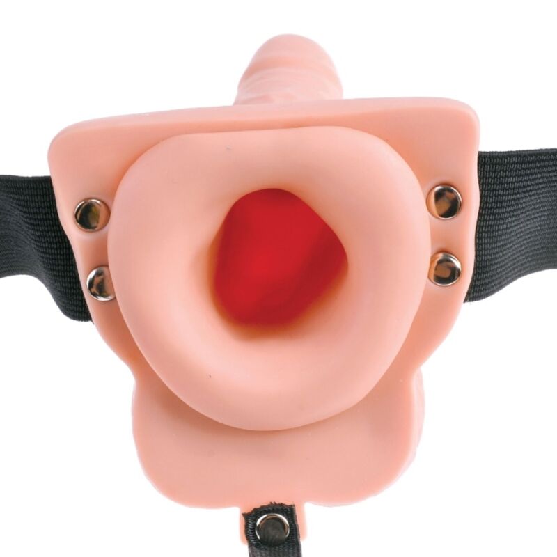 FETISH FANTASY SERIES - VERSTELLBARES GURT MIT FERNBEDIENUNG, REALISTISCHER PENIS MIT WIEDERAUFLADBAREN HODEN UND VIBRATOR 15 CM - Sexotim