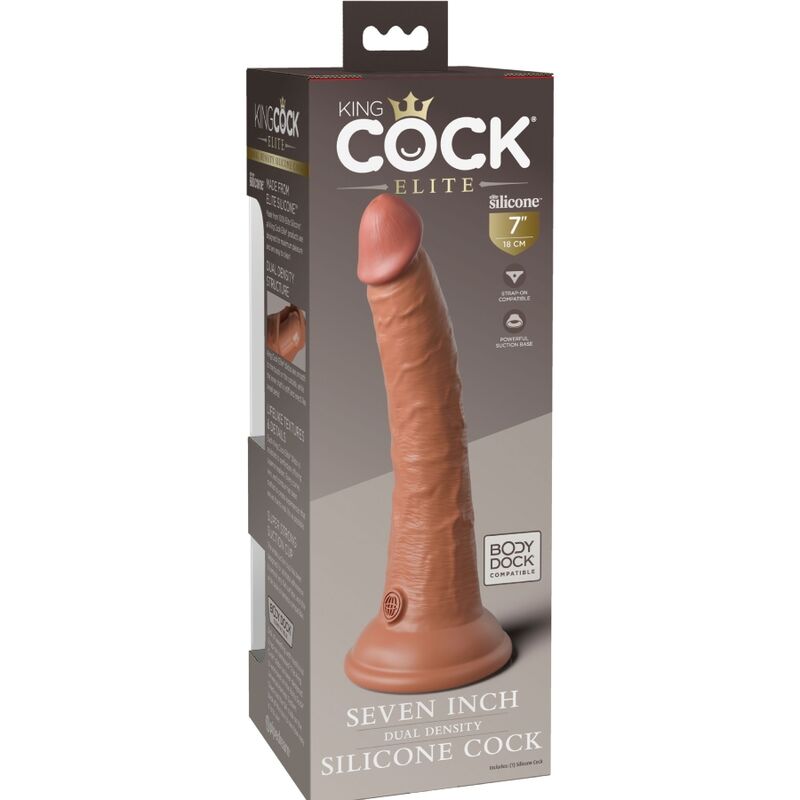 KING COCK - ELITE REALISTISCHER SILIKONDILDO 17.8 CM KARAMELL - Sexotim