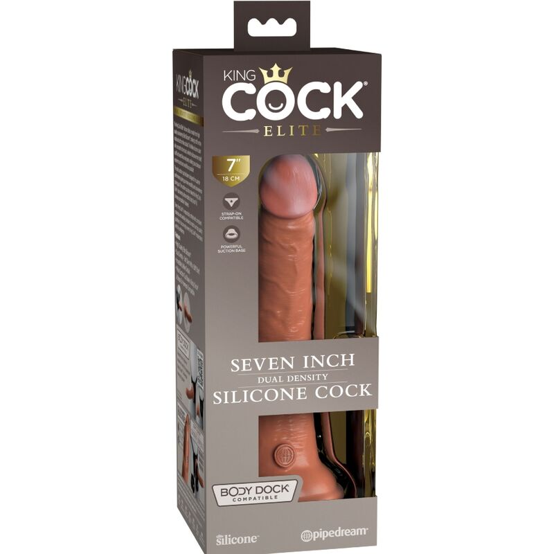 KING COCK - ELITE REALISTISCHER SILIKONDILDO 17.8 CM KARAMELL - Sexotim