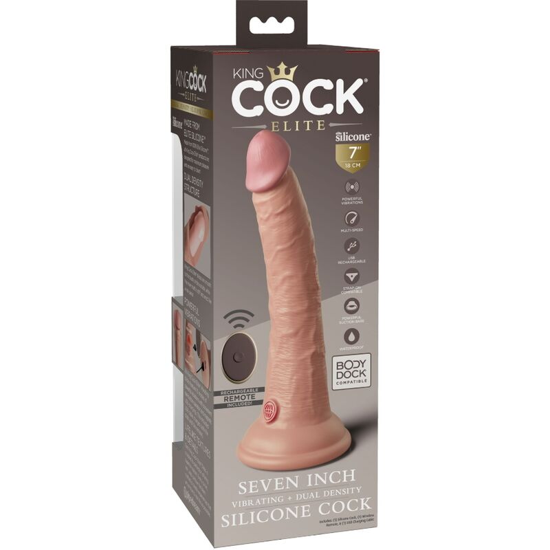 KING COCK - ELITE REALISTISCHER DILDO VIBRATOR & SILIKON FERNBEDIENUNG 17.8 CM - Sexotim