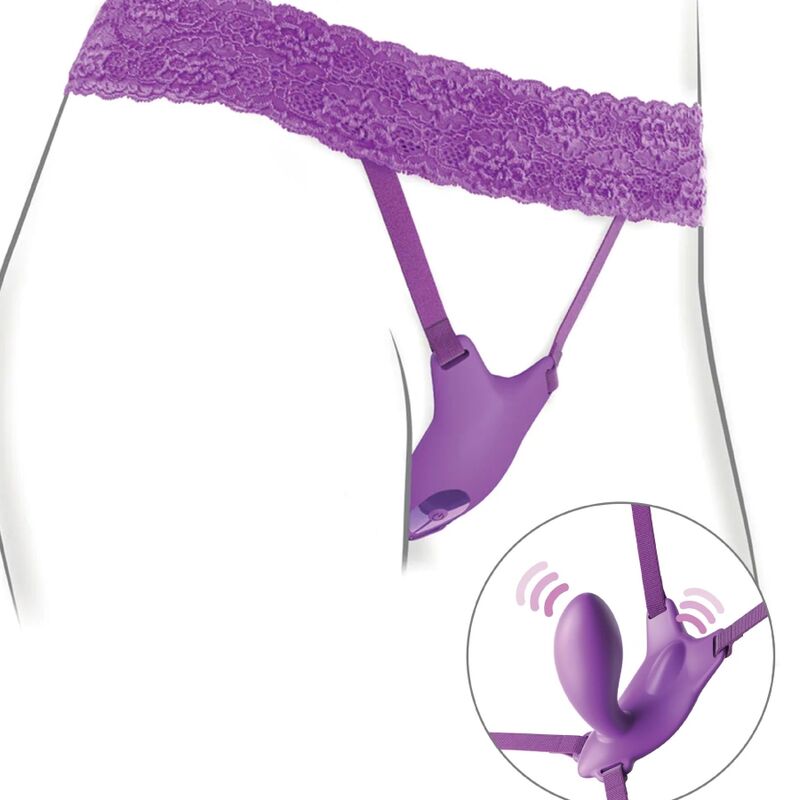 FANTASY FOR HER - G-SPOT-SCHMETTERLINGSGESCHIRR MIT VIBRATOR, WIEDERAUFLADBAR UND VIOLETTER FERNBEDIENUNG - Sexotim