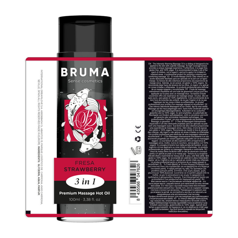 BRUMA - PREMIUM-MASSAGEÖL MIT WÄRMEEFFEKT, ERDBEERE-GESCHMACK 3 IN 1 - 100 ML - Sexotim