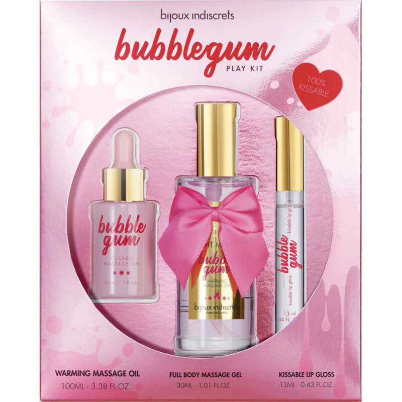 BIJOUX - INDISCRETS BUBBLEGUM-SPIELSET MIT 100 ML ÖL, 30 ML GEL UND 13 ML LIPGLOSS - Sexotim