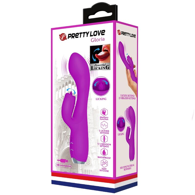 PRETTY LOVE - GLORIA WIEDERAUFLADBARER KANINCHENVIBRATOR, WASSERDICHT, LILA - Sexotim