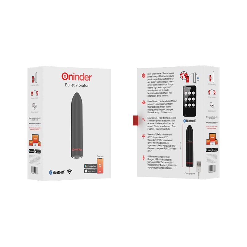 ONINDER - BERLIN BULLET VIBRATOR SCHWARZ 9 MODI 8,5 X 2 CM - KOSTENLOSE APP - Sexotim