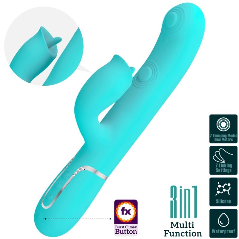 PRETTY LOVE - KANINCHENVIBRATOR MIT LECKENDEM AQUAGRÜN - Sexotim