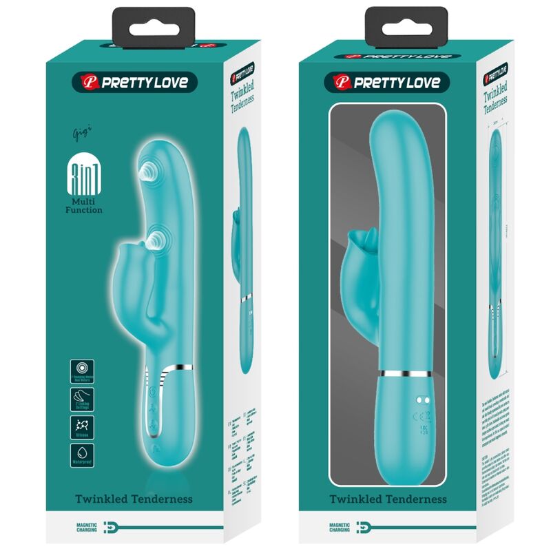 PRETTY LOVE - KANINCHENVIBRATOR MIT LECKENDEM AQUAGRÜN - Sexotim