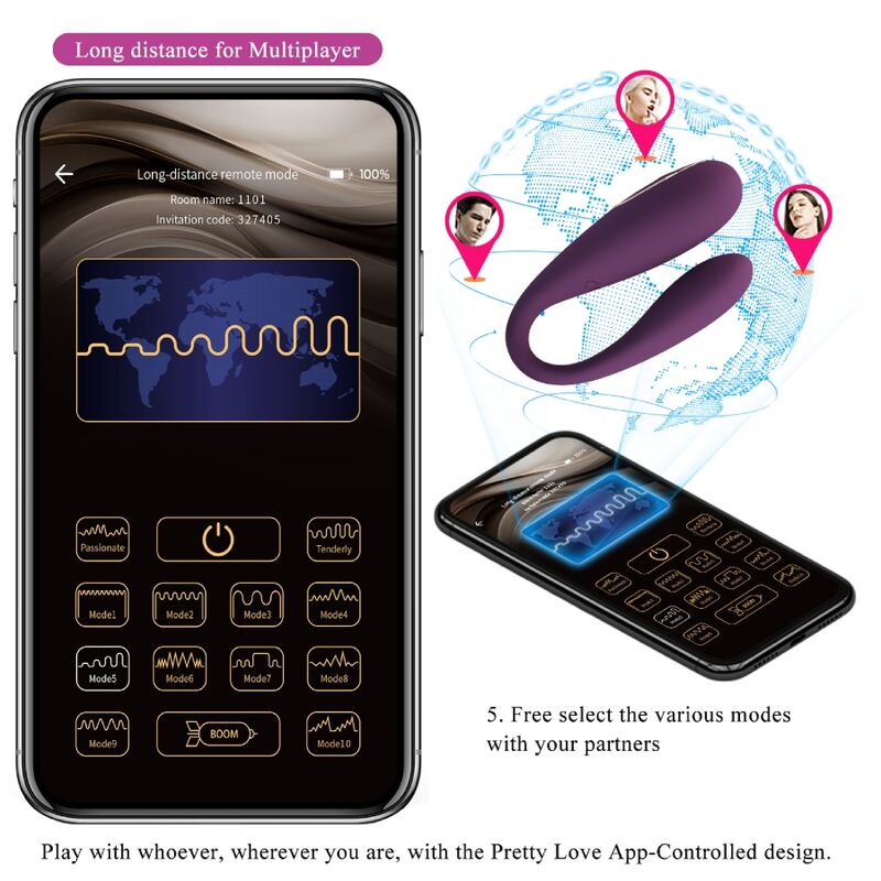 PRETTY LOVE - AUGUST REMOTE GLOBAL DOPPELT VERGNÜGEN VIBRATOR - Sexotim