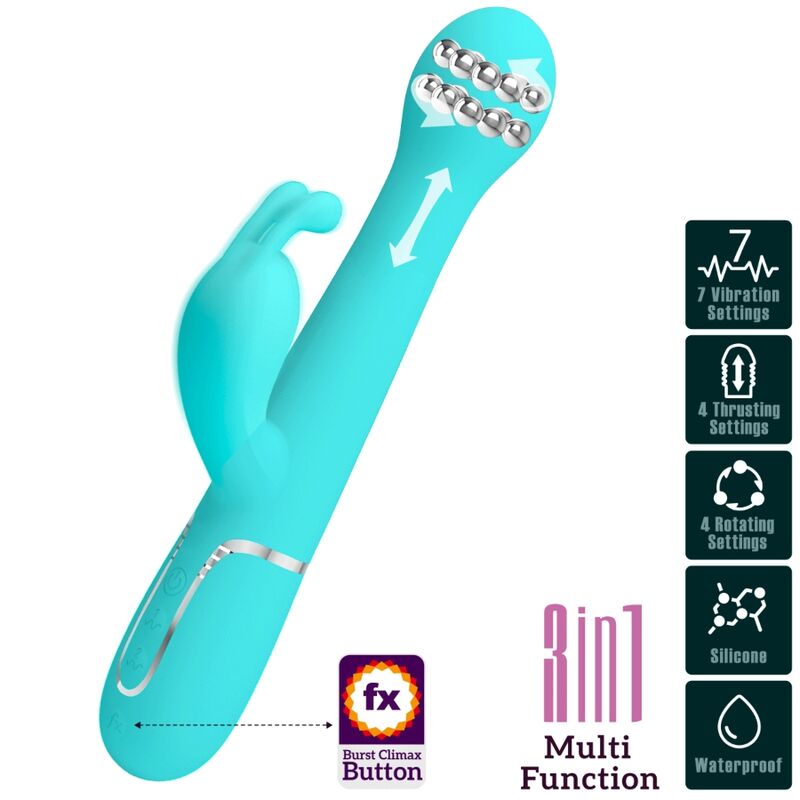PRETTY LOVE - DEJON RABBIT VIBRATOR 3 IN 1 MULTIFUNKTIONS-AQUAGRÜN - Sexotim