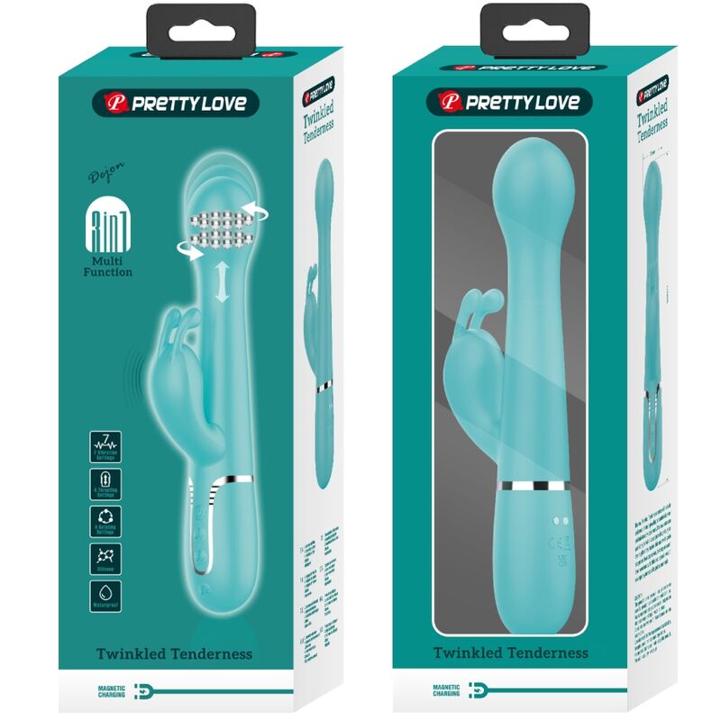 PRETTY LOVE - DEJON RABBIT VIBRATOR 3 IN 1 MULTIFUNKTIONS-AQUAGRÜN - Sexotim