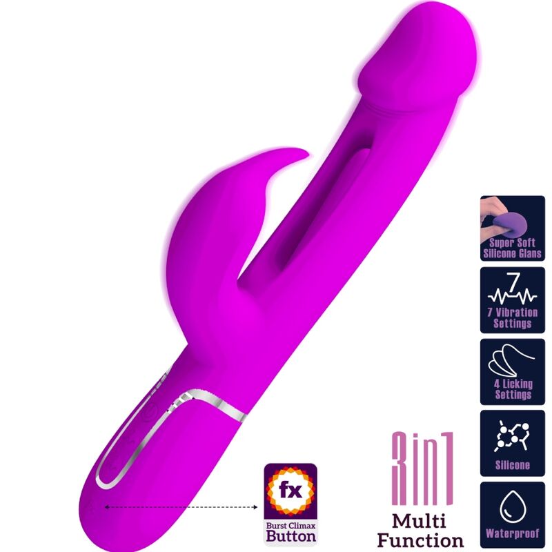 PRETTY LOVE - DEJON RABBIT VIBRATOR 3 IN 1 MULTIFUNKTIONS FUCSIA - Sexotim