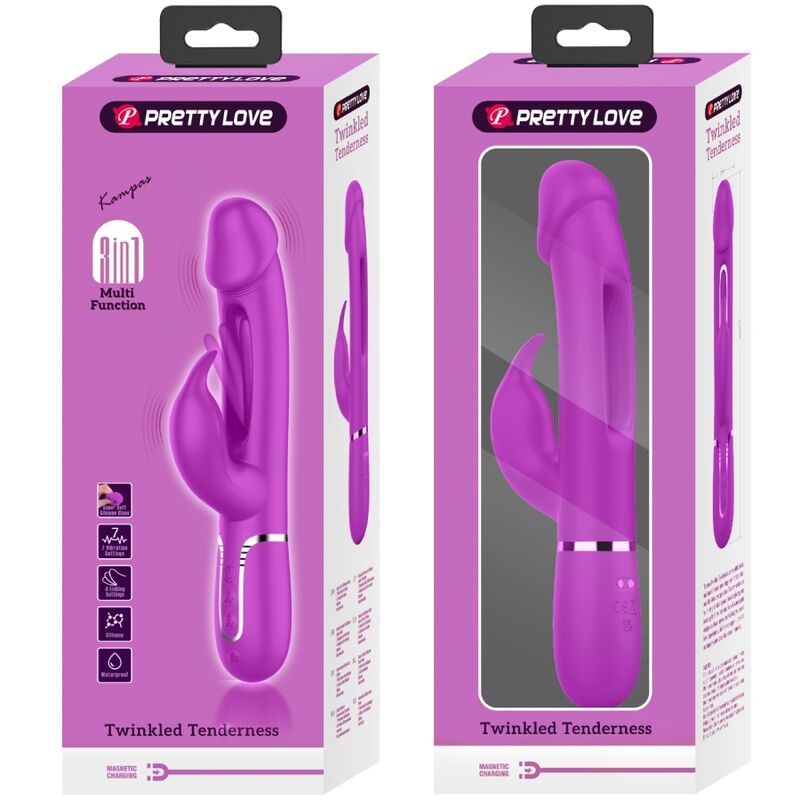 PRETTY LOVE - DEJON RABBIT VIBRATOR 3 IN 1 MULTIFUNKTIONS FUCSIA - Sexotim