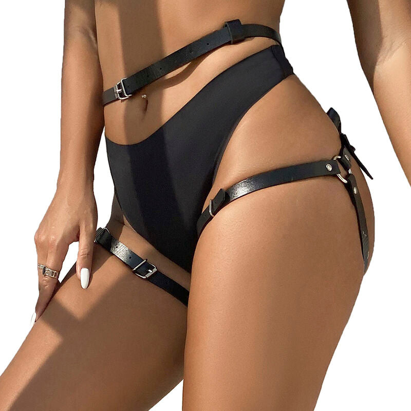 SUBBLIME - LEDER TAILLE UND BEIN HARNESS SCHWARZ EINE GRÖSSE - Sexotim