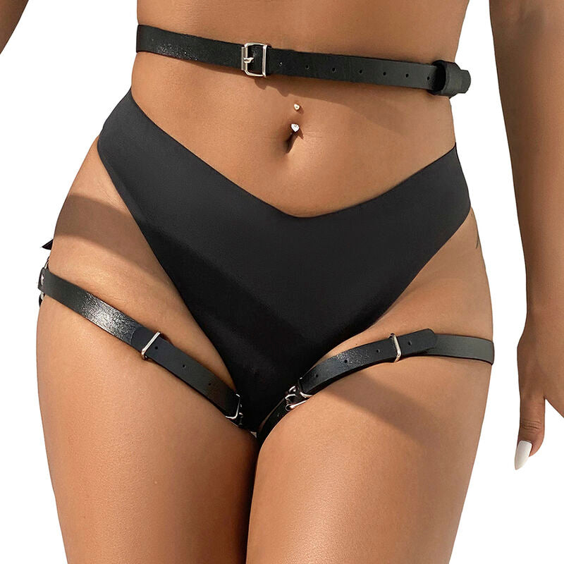 SUBBLIME - LEDER TAILLE UND BEIN HARNESS SCHWARZ EINE GRÖSSE - Sexotim
