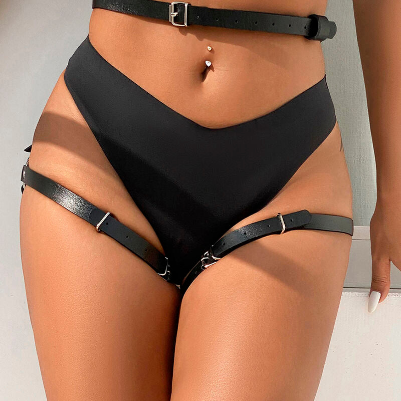 SUBBLIME - LEDER TAILLE UND BEIN HARNESS SCHWARZ EINE GRÖSSE - Sexotim