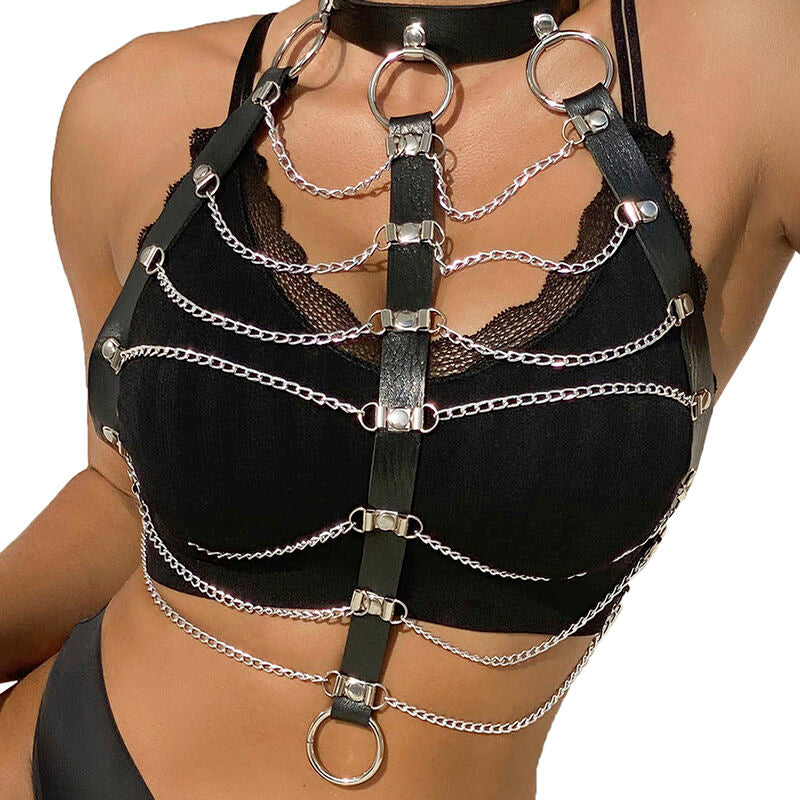 SUBBLIME - BRUSTHARNESS LEDERKETTEN SCHWARZ EINHEITSGRÖSSE - Sexotim