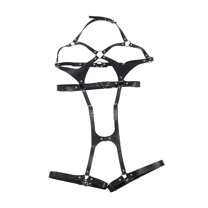 SUBBLIME - GANZKÖRPERHARNESS MIT LEDERSCHNALLEN SCHWARZ EINE GRÖSSE - Sexotim