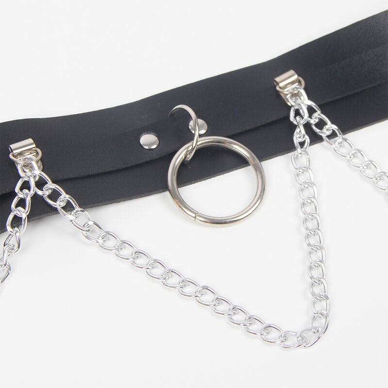 SUBBLIME - GÜRTEL UND STRUMPFBAND MIT RINGEN UND KETTE DETAIL EINE GRÖSSE - Sexotim