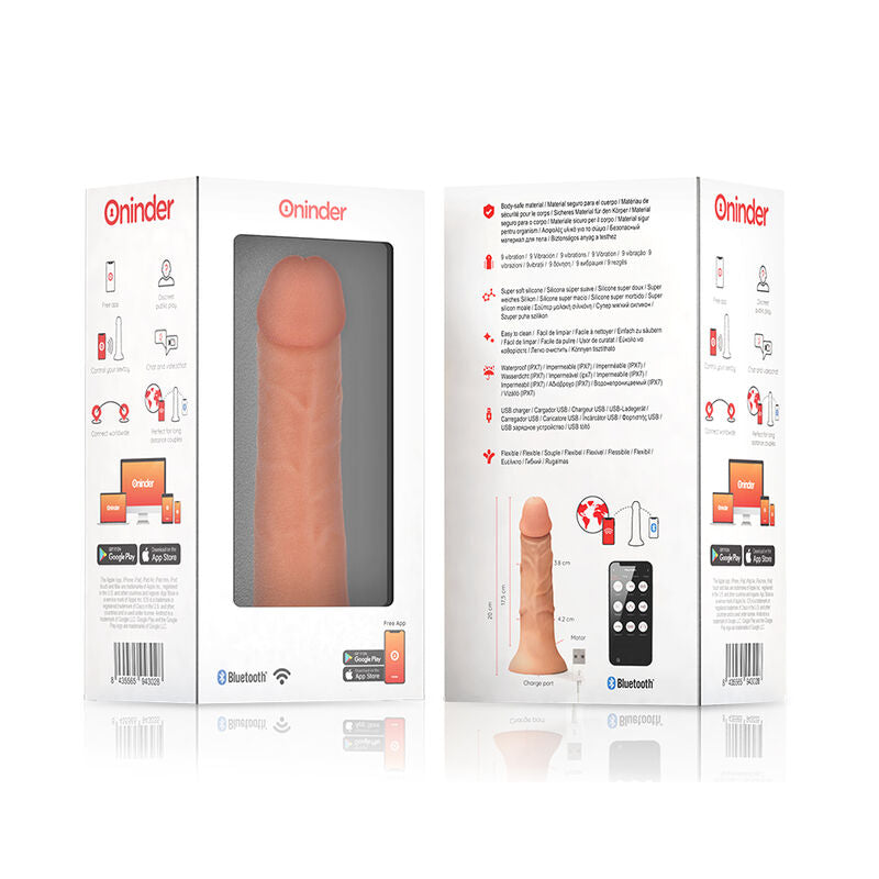 ONINDER - MITTLERER BOGOTÁ-VIBRATORDILDO MIT 9 GESCHWINDIGKEITEN 20 CM -O- 4.2 CM - KOSTENLOSE APP - Sexotim