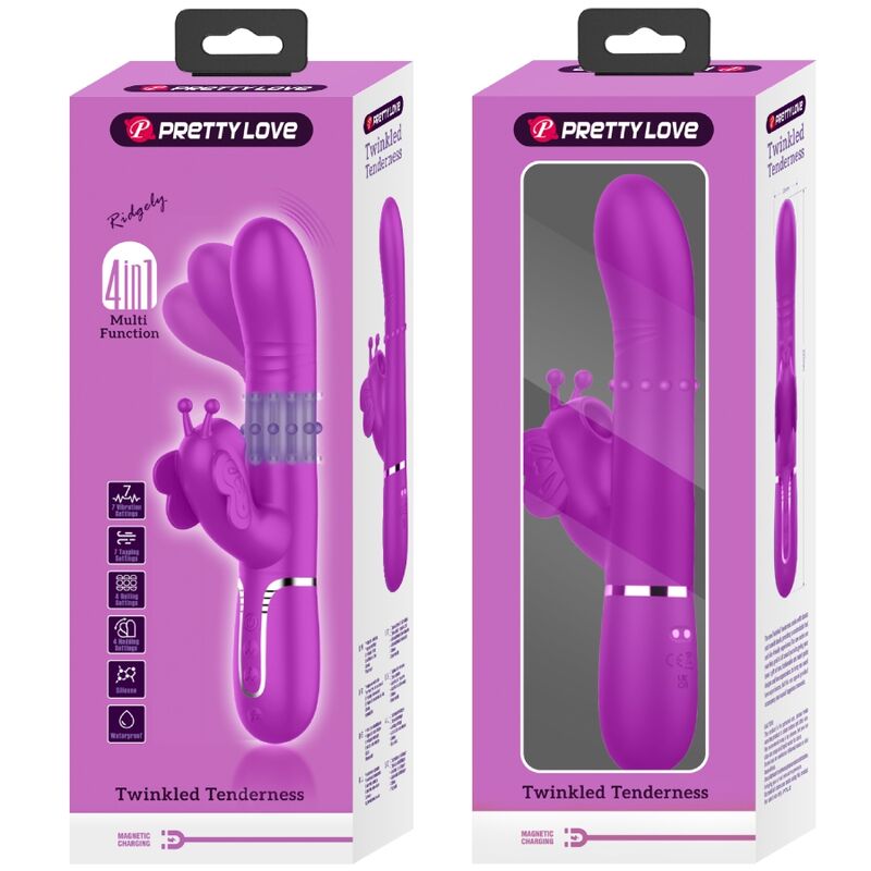 PRETTY LOVE - MULTIFUNKTIONS-KANINCHENVIBRATOR 4 IN 1 SCHMETTERLING FUCHSIA - Sexotim