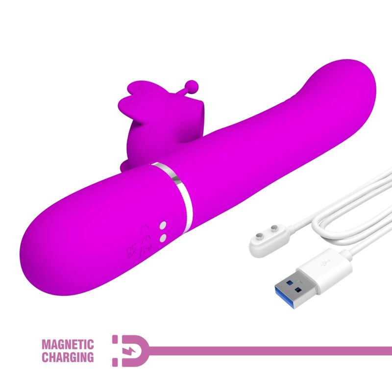 PRETTY LOVE - MULTIFUNKTIONS-KANINCHENVIBRATOR 4 IN 1 SCHMETTERLING FUCHSIA - Sexotim