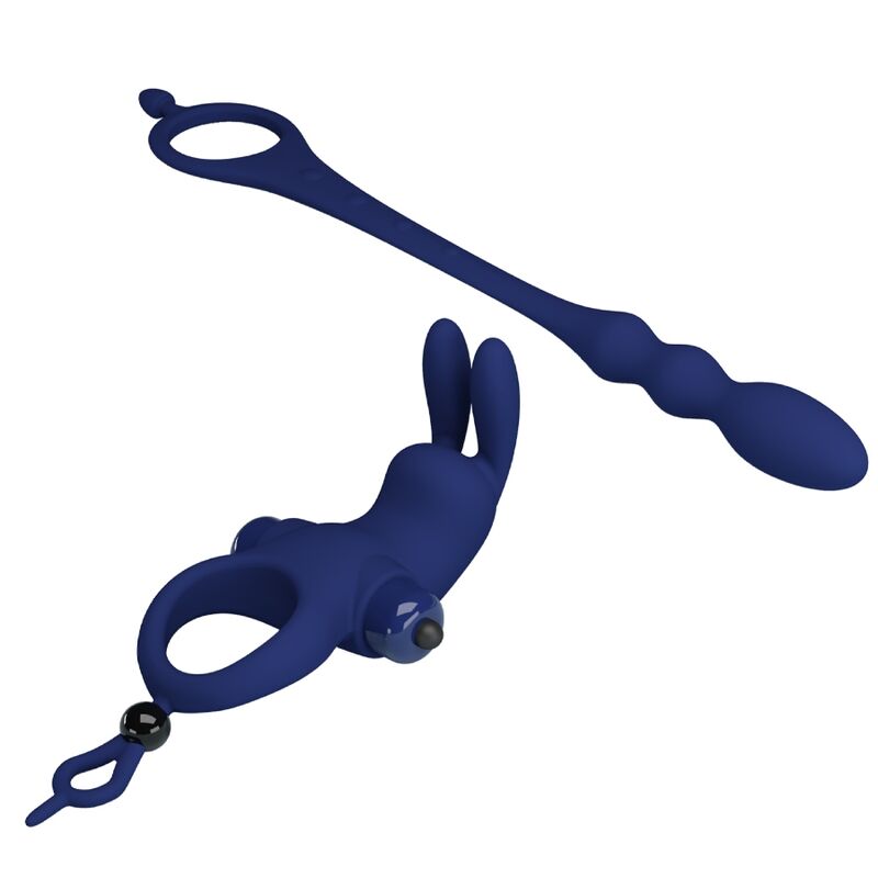 PRETTY LOVE - AYAD RABBIT VIBRATORRING MIT PLUG BLAU - Sexotim