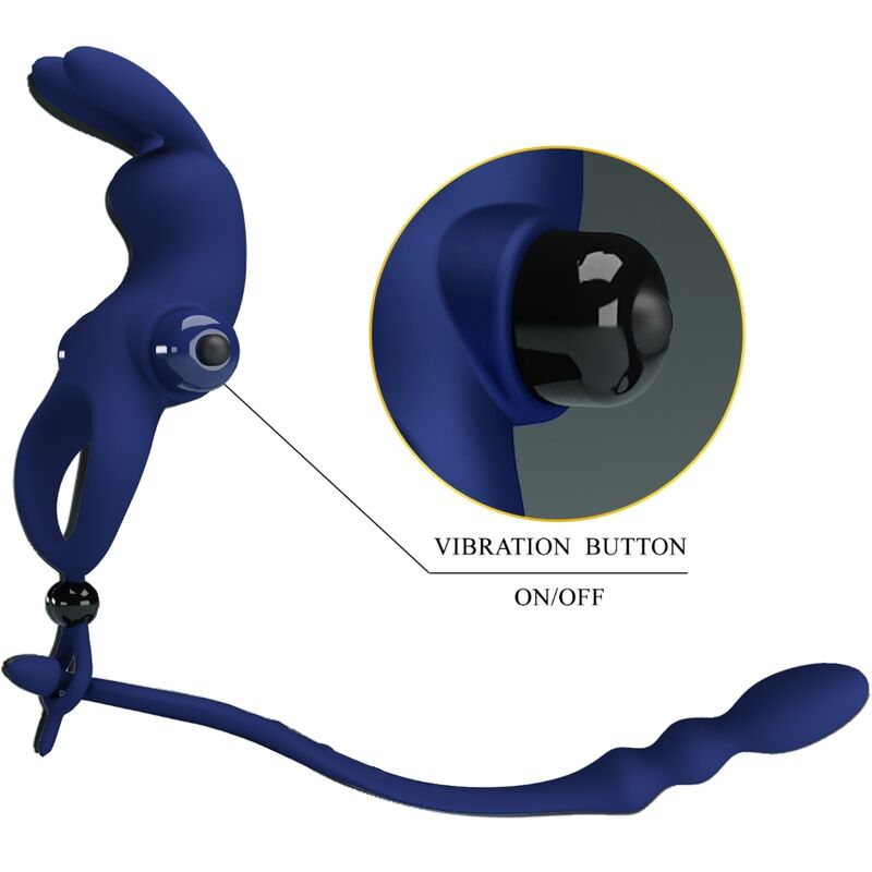 PRETTY LOVE - AYAD RABBIT VIBRATORRING MIT PLUG BLAU - Sexotim