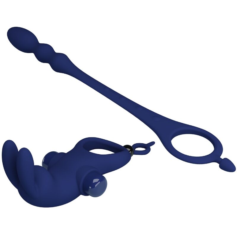 PRETTY LOVE - AYAD RABBIT VIBRATORRING MIT PLUG BLAU - Sexotim