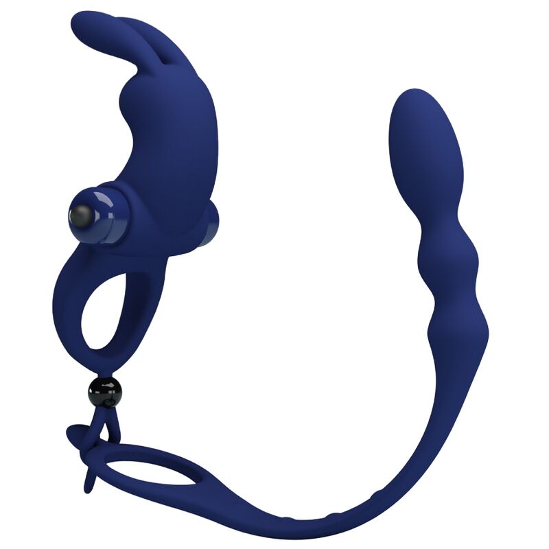 PRETTY LOVE - AYAD RABBIT VIBRATORRING MIT PLUG BLAU - Sexotim