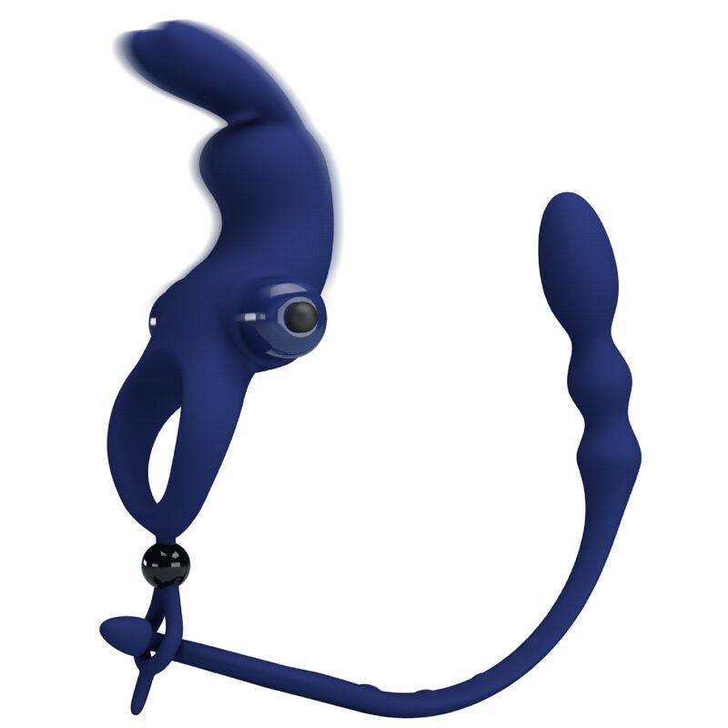 PRETTY LOVE - AYAD RABBIT VIBRATORRING MIT PLUG BLAU - Sexotim
