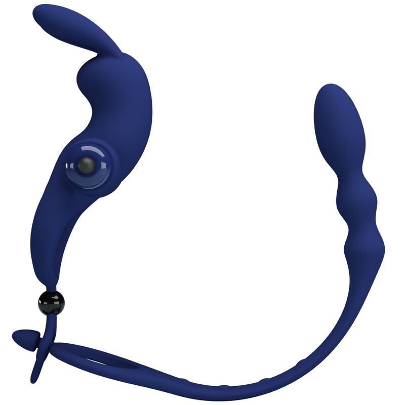 PRETTY LOVE - AYAD RABBIT VIBRATORRING MIT PLUG BLAU - Sexotim